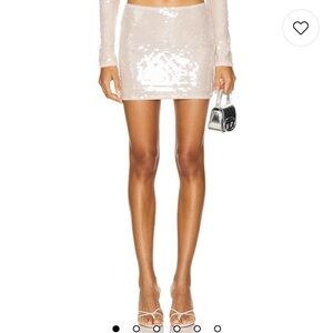 Revolve Lovers + Friends x Maggie MacDonald Nadia Shell Mini Skirt in Light Tan